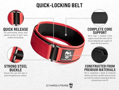 Gymreapers Quick Locking Weightlifting Belt for Bodybuilding 4 Inch