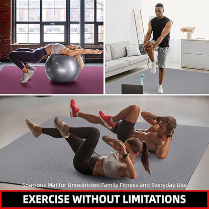 Extra Large Exercise Mat, 10'x6'/9'x6'/8'x6'/7'x5'/6'x4' (8mm/10mm) Thick Workout Mat for Home Gym Flooring, Garage, Shoe-Friendly, High-Density, MMA, HIIT, Weight Lifting, Cardio&Strength
