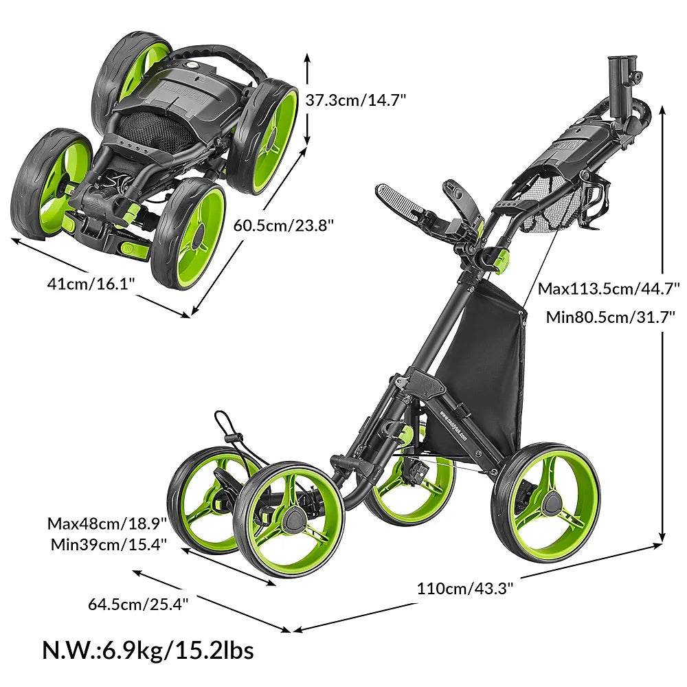 CaddyTek Explorer V8 - SuperLite 4 Wheel Golf Push Cart, Explorer Version 8