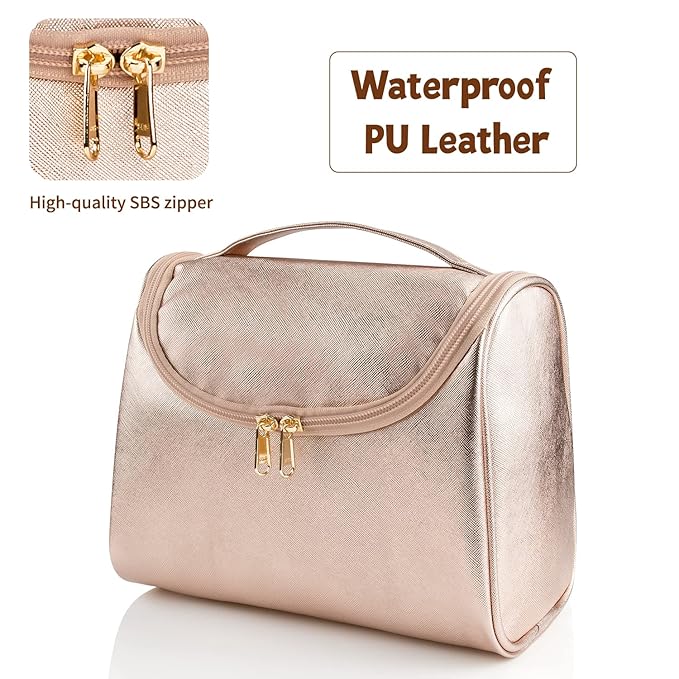 Ethereal Travel Makeup Bag, Rose Gold Makeup Bag for Women Portable Makeup Organizer Bag Large Capacity Toiletry Bag for Travel Accessories