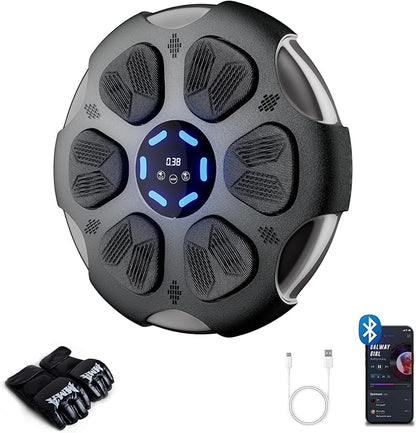 Music Boxing Machine, Wall Mounted Boxing Machine for Adults Kids, Bluetooth Smart Boxing Trainer with Boxing Gloves, Electronic Boxing Workout Equipment Target for Home Gym, 9 Modes & 9 Speeds