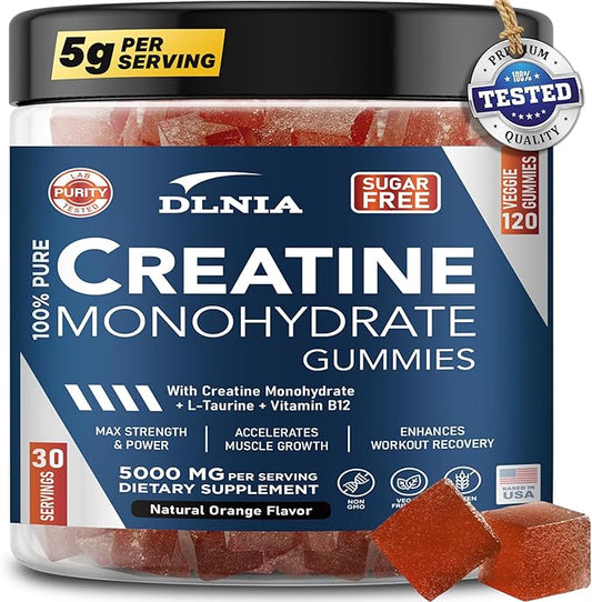 120 Creatine Monohydrate Gummies for Men & Women, Vegan-Friendly, Sugar-Free, & Tasty Chewables - Instantized Creatine Gummies (120 Count (Pack of 1), Orange)
