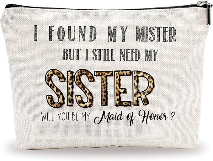 Sisters Makeup Bag - Would You Be My Maid If Honor - Leopard Print Gift Cosmetic Bag, Toiletry Bag, Gift For Girls, Besties, Personal Care & Accessories - A19