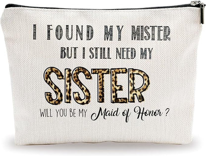 Sisters Makeup Bag - Would You Be My Maid If Honor - Leopard Print Gift Cosmetic Bag, Toiletry Bag, Gift For Girls, Besties, Personal Care & Accessories - A19