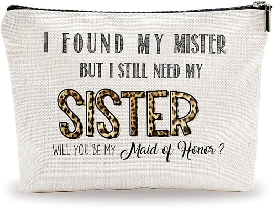 Sisters Makeup Bag - Would You Be My Maid If Honor - Leopard Print Gift Cosmetic Bag, Toiletry Bag, Gift For Girls, Besties, Personal Care & Accessories - A19