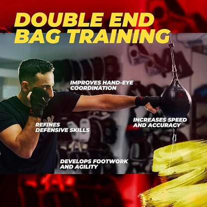 Boxerpoint Bag for Boxing - Premium Punching Bags - Durable PU Leather & Adjustable Cords Double Ended Punching Bag, Speed Bags for Adults & Kids, Boxing Equipment