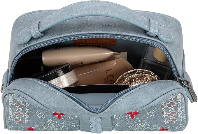 Wrangler Makeup Pouch Bag Mini Western Toiletry Purse Cosmetic Organizer Paisley Travel Pouch for Women