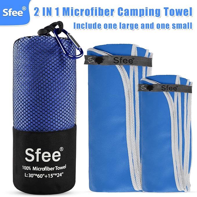 Sfee 2 Pack Microfiber Travel Towel