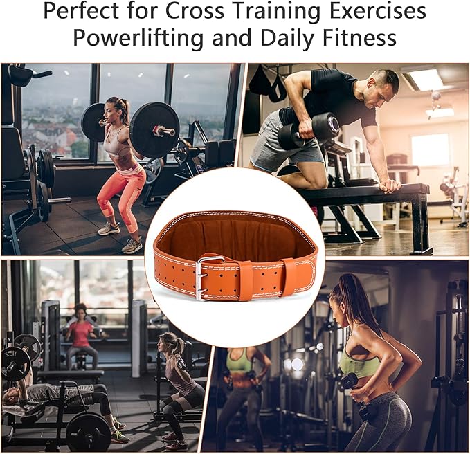 Genuine Leather Weight Lifting Belt for Men Double