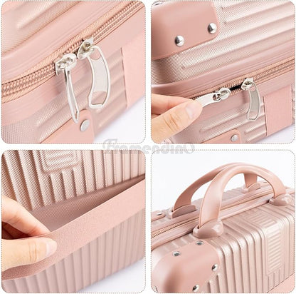 Framendino, Portable Hard Shell Cosmetic Suitcase Makeup Travel Case Rose Gold