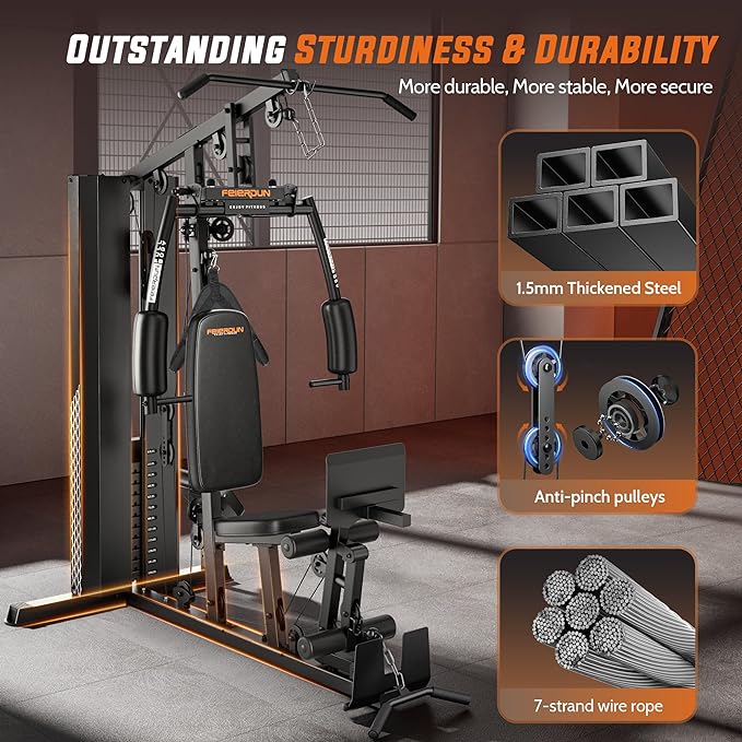 Home Gym with 154LBS Weight Stack