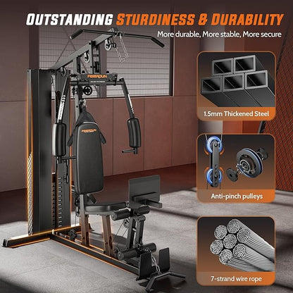 Home Gym with 154LBS Weight Stack