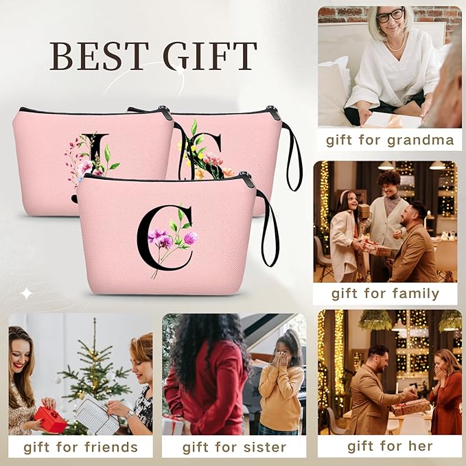 SEAMOON Birthday Thank You Appreciation Monogrammed Gifts for Mom Aunt Teacher Sister Friend Coworkers Bride Bridesmaid Makeup Cosmetic Bag with Mirror Mothers Day Christmas Graduation C