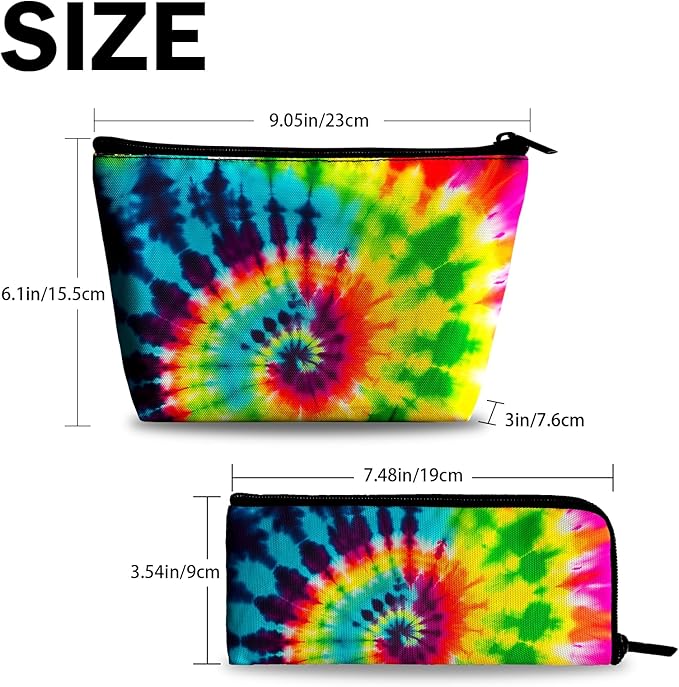 Women Cosmetic Bag for Travel, Tie Tye Makeup Bag Open Toiletry Bag Waterproof Portable Pouch Make up Organizer for Casual Business Trip