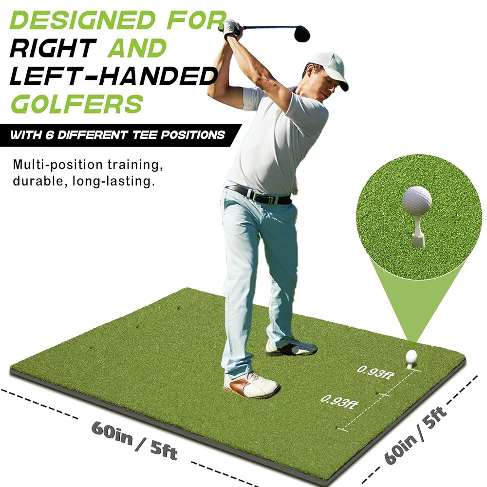 Bltend Thickened Golf Mat: 5x4ft & 5x5ft Heavy-Duty Golf Hitting Mats Practice Outdoor/Indoor, Elite Dense Artificial Turf Matt Training Aid for Backyard/Garage/Driving Range/Simulators