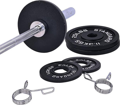 Signature Fitness Cast Iron Olympic 2-Inch Weight Plates Including 7FT Olympic Barbell, 130-Pound, 300-Pound or 325-Pound Set, Multiple Packages