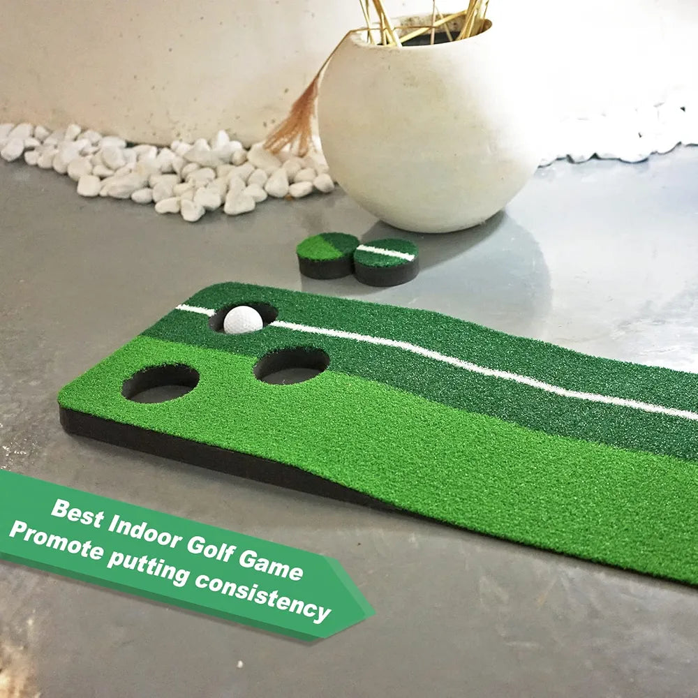 Foldable Chipping Net and Mat & Portable 3 Holes Putting Mat