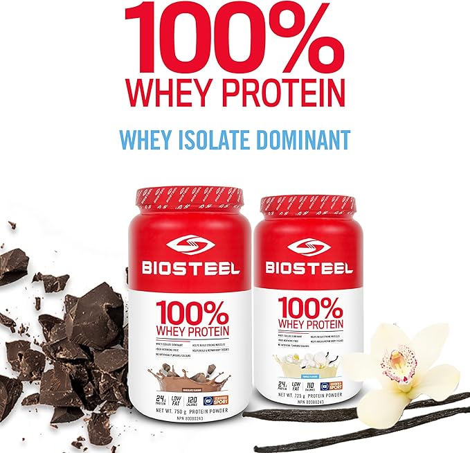 BioSteel Sports 100% Whey Protein Powder Supplement, rBGH Hormone Free & Non-GMO Post Workout Formula, Vanilla, 25 Servings, 25.5 Ounces