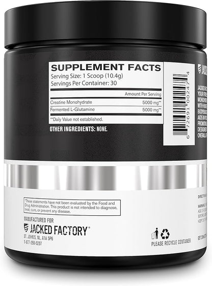 Creatine + Glutamine - Creatine Supplement with L-Glutamine for Muscle Recovery, Muscle Growth, Increased Strength, Enhanced Energy Output, and Gut Health - 30 Servings, Unflavored