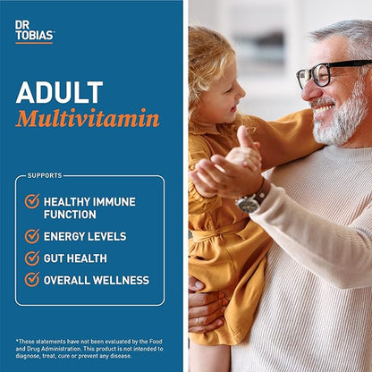 Dr. Tobias Adult Multivitamin for Women & Men, Energy & Immune Support from 42 Fruits & Vegetables Plus Probiotics, Comprehensive Daily Multivitamins for Men & Women, Non-GMO, 180 Tablets, 60 Servings