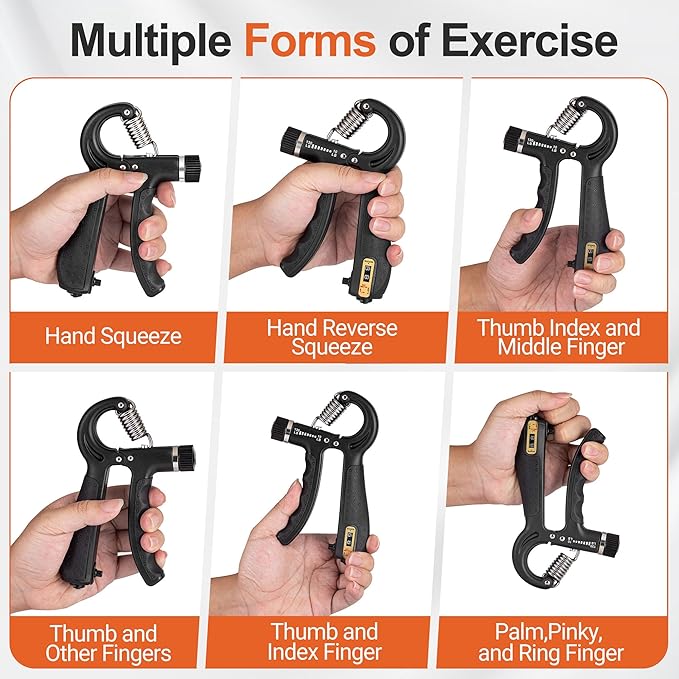 Grip Strength Trainer Kit (5 Pack) Adjustable Resistance