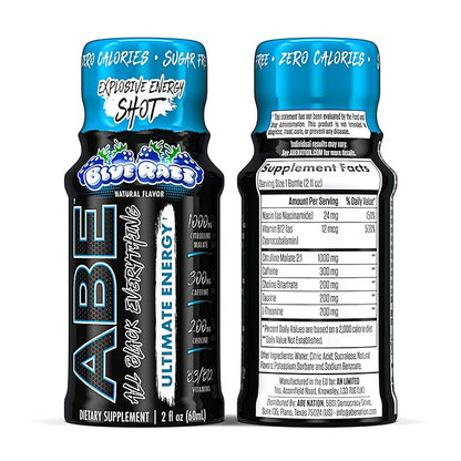All Black Everything Energy Shots | 12 Pack | 300mg Caffeine | Blue Razz | Zero Sugar | Energy +Â Focus Supplement | Nootropic Blend for Gym or Work