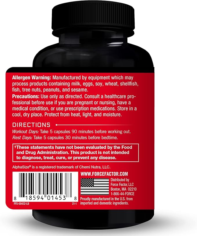 FORCE FACTOR Prime HGH Secretion Activator, 2-Pack, HGH Supplement for Men with AlphaSize to Help Trigger HGH Production, Increase Workout Force, & Improve Performance, 150 Capsules