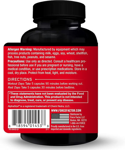 FORCE FACTOR Prime HGH Secretion Activator, 2-Pack, HGH Supplement for Men with AlphaSize to Help Trigger HGH Production, Increase Workout Force, & Improve Performance, 150 Capsules