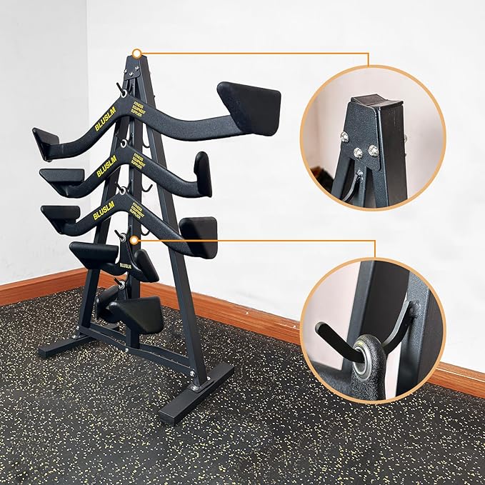 Gym Fitness LAT Pull Down Bar Storage Rack for Mag Grip - Heavy Duty A-Frame Stand for LAT Pulldown Attachments