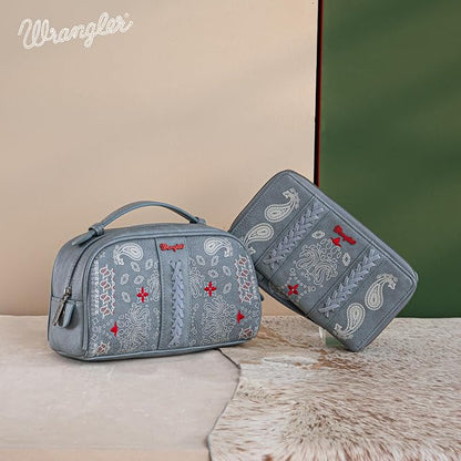 Wrangler Makeup Pouch Bag Mini Western Toiletry Purse Cosmetic Organizer Paisley Travel Pouch for Women
