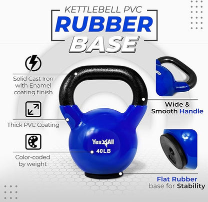 Yes4All Kettlebells Rubber Base (10-65 lbs)