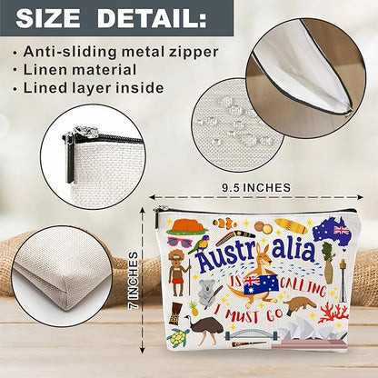 Australia Souvenirs Cosmetic Bags For Women，Australia Is Calling I Must Go, Makeup Organizer Bag, Toiletry Pouch, Small Travel Storage Bag, Australia Themed Gifts, Women Essentials - D09