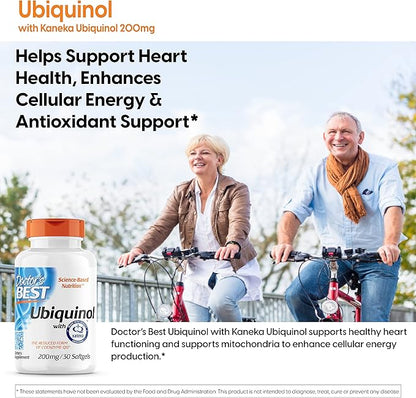 Doctor's Best Ubiquinol with Kaneka QH, Enhances Cellular Energy, Antioxidant, Non-GMO, Gluten & Soy Free, 200 mg, 120 Count