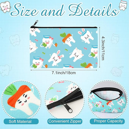 Reginary 20 Pieces Teeth Makeup Bag Teeth Cosmetic Bag for Nurse Women Dental Dentist Gift Makeup Pouch with Zipper Dental Assistant Accessories Toiletry, 7 x 4.3 Inches