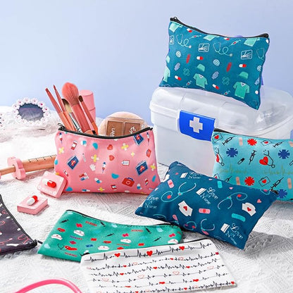 Reginary 20 Pieces Nurse Cosmetic Bag Nurse Practitioner Gifts for Women Nursing Makeup Bag Canvas Cosmetic Cute Pouch for Purse