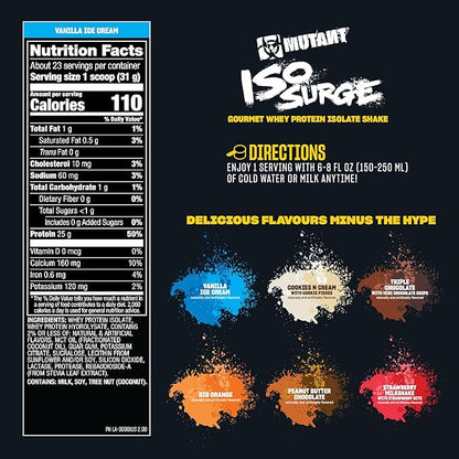 Mutant ISO Surge Whey Protein Isolate Powder Acts Fast to Help Recover, Build Muscle, Bulk and Strength, 5 lb - Cookies & Cream
