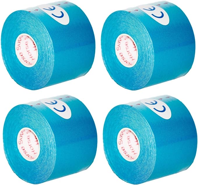 Kinesiology Tape Pro, Athletic Waterproof Muscle Support Adhesive Kinesio Sport Tape for Athletes 2 inches x 16.4 feet, 4 Rolls, Light Blue