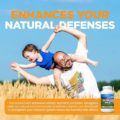 LifeSourceVitamins All Natural Anti-B for Immune Support, 14 All Natural Ingredient with Echinacea & Garlic Extract, 180 Immune Defense Capsules