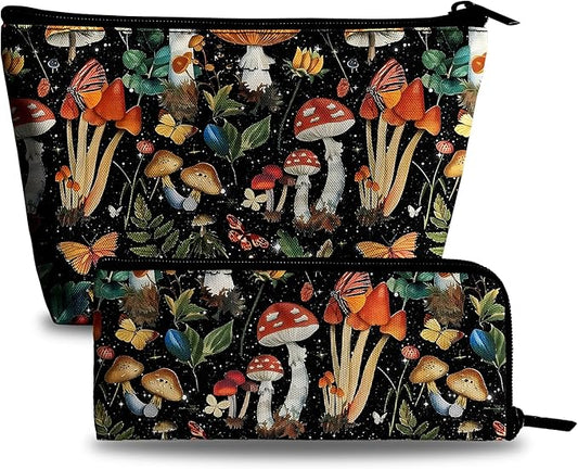 Toiletry Bags for Women Mushroom Cosmetic Bags Makeup Brush Bag Organizer Travel Essentials Make Up Pouch