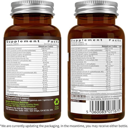 Methylated Men's Multivitamin, MTHFR Supplement with Active B-Vitamins, High Strength 2 a Day Multivitamin for Sustained Release, Added Lycopene, Clean Label, Non-GMO & Vegan 60 Tablets, by Igennus
