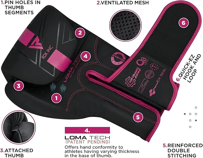 RDX Women Boxing Gloves, Pro Training Sparring, Maya Hide Leather, Muay Thai MMA Kickboxing, Adult, Heavy Punching Bag Focus Mitts Pads Workout, Ventilated Palm, Multi Layered, 8 10 12 14 16 Oz