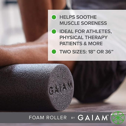 Gaiam Restore Foam Roller for Muscle Massage - (18 Inch 36 Inch)