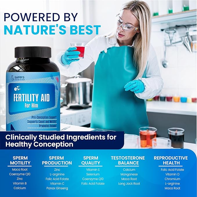 Male Fertility Supplement - Pre Conception for Him Boost Sperm Count, Motility Activator & Strength, Fertility Supplements for Men, Zinc, Folate Acid, Load Boost Vitamins D,E.. Mens Prenatal Vitamins