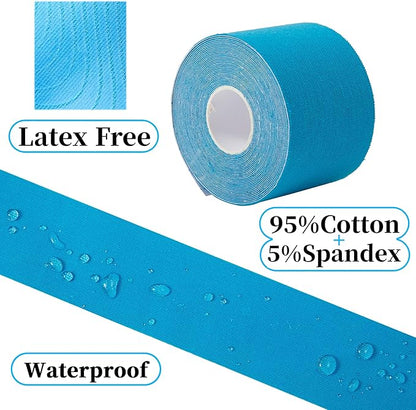 3 Rolls Kinesiology Tape,49.2ft Hypoallergenic Waterproof Kinetic Tape,Athletic Elastic Kneepad Muscle Pain Relief Knee Taping,Running Tennis Football Sports Activities Tapes, Muscle Tape Roll