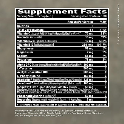 Kaged Nootropic Mindset Elite | Focus and Productivity Supplement | Stimulant Free | Supports Working Memory, Focus, and Mood* | Strawberry Lemonade - 30 Servings