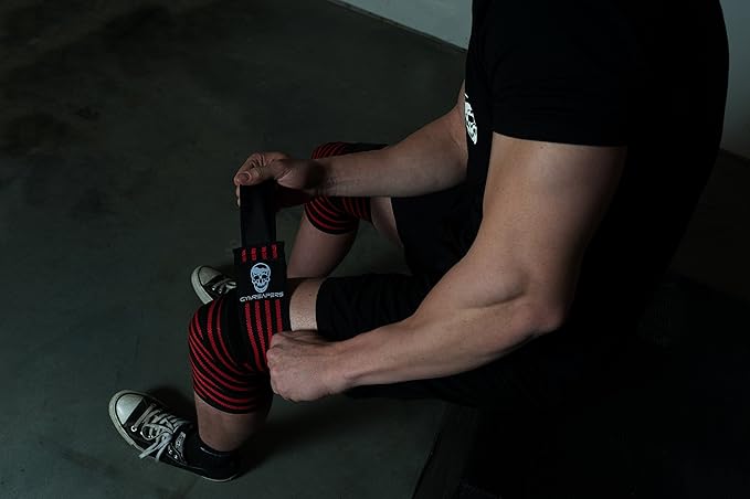 Gymreapers Knee Wraps for Squats and Powerlifting 72 Inch Compression Wraps with Strap for Men & Women Weightlifting Support