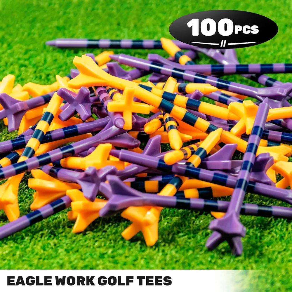Professional 150 or 100 Pack Plastic Golf Tees , 4-Prongs Head Design to Reduce Friction & Side Spin, The Ultimate Gift for Golfers