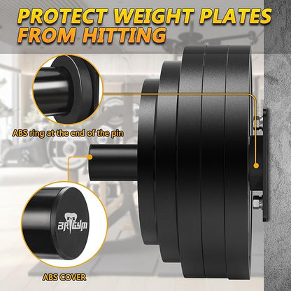 Wall Mounted Weight Plate Holder, Fit 2inch Olympic Weight Plates, Max Weight Capacity 275 lb, Heavy Iron Construction, Mounting Hardware Included