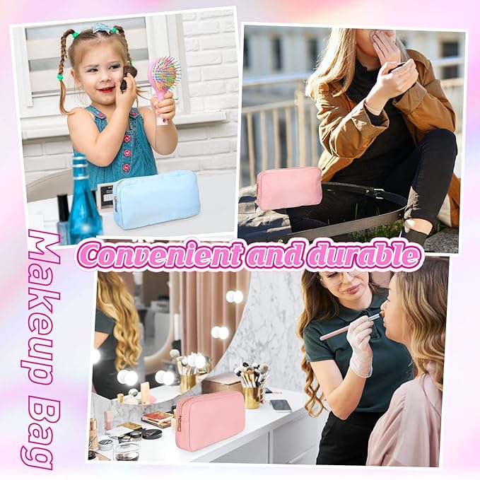 Sweetude 6 Pcs Nylon Makeup Bag Travel Nylon Pouch Zipper Cosmetic Bag for Purse Women Girls Organizer Makeup Pouch for Birthday Wedding Mother's Day Graduation Gifts(M,Assorted Color)