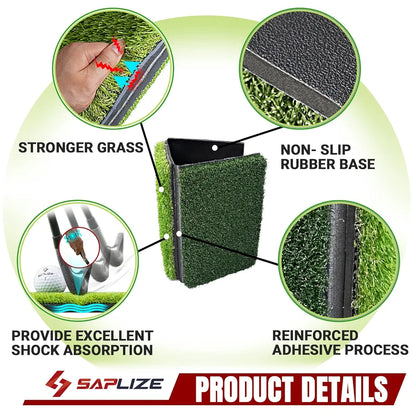 SAPLIZE Foldable Heavy-Duty Golf Hitting Mat, Practice Mat with 10mm EVA Rubber Backing, Larger Size for Indoor/Outdoor Swing and Chipping Practice, Anti-Deformation